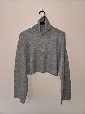 Garage Gray Cropped Turtleneck Sweater
